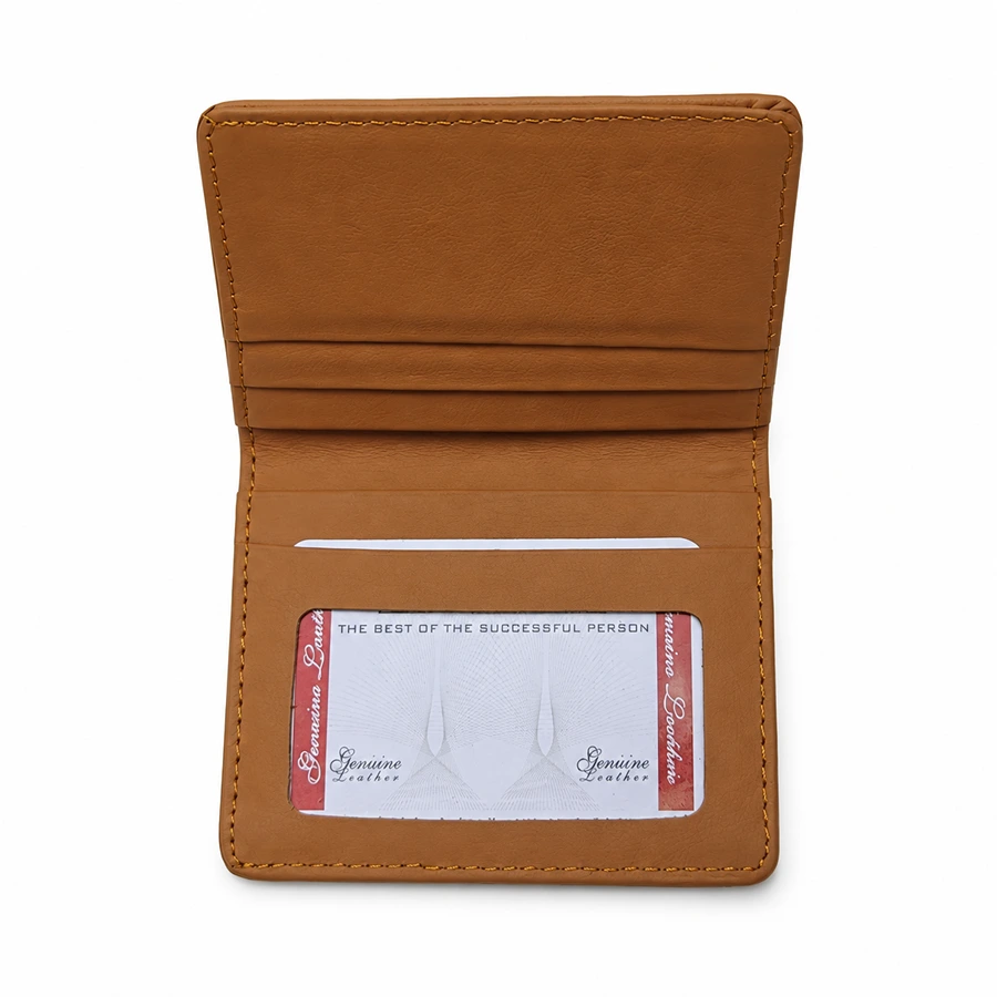 Premium Slim Genuine Leather Wallet with ID Window & Card Slots – Tan Brown