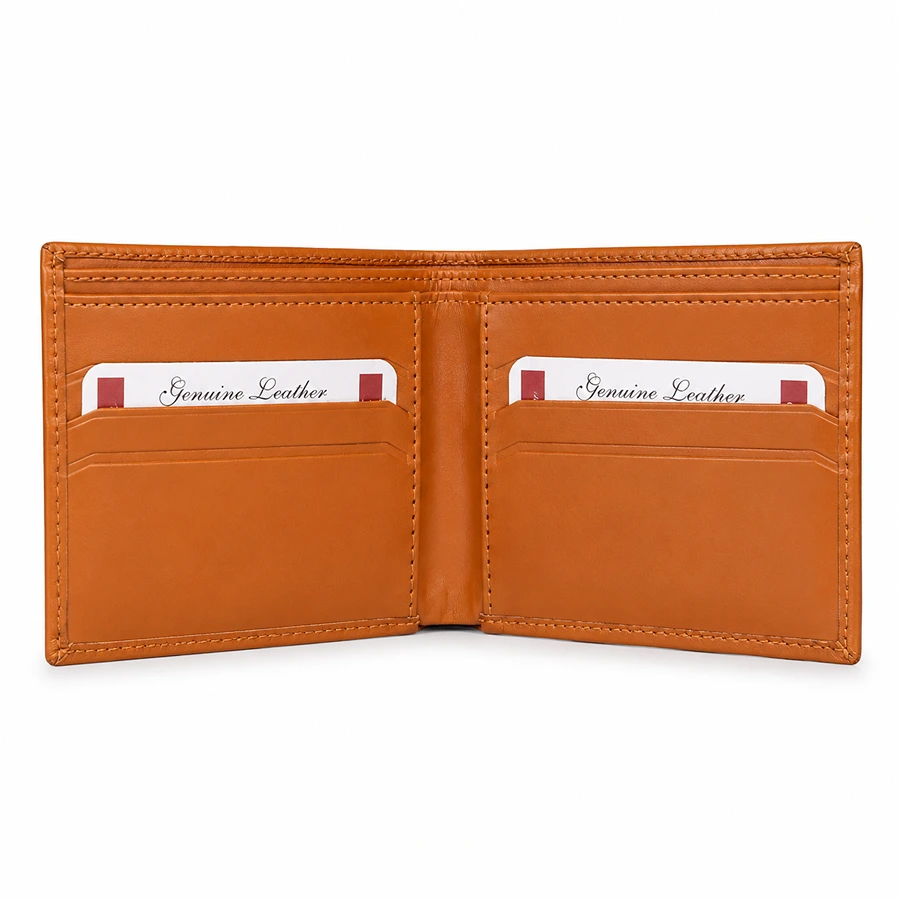 Premium Genuine Leather Wallet for Men – Slim Bifold with 6 Card Slots & Cash Compartment