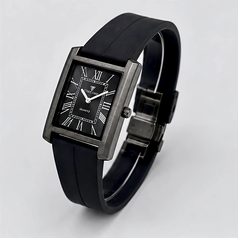 Old Money Tank Watch – Premium Square Dial with Silicone Strap & Mineral Glass