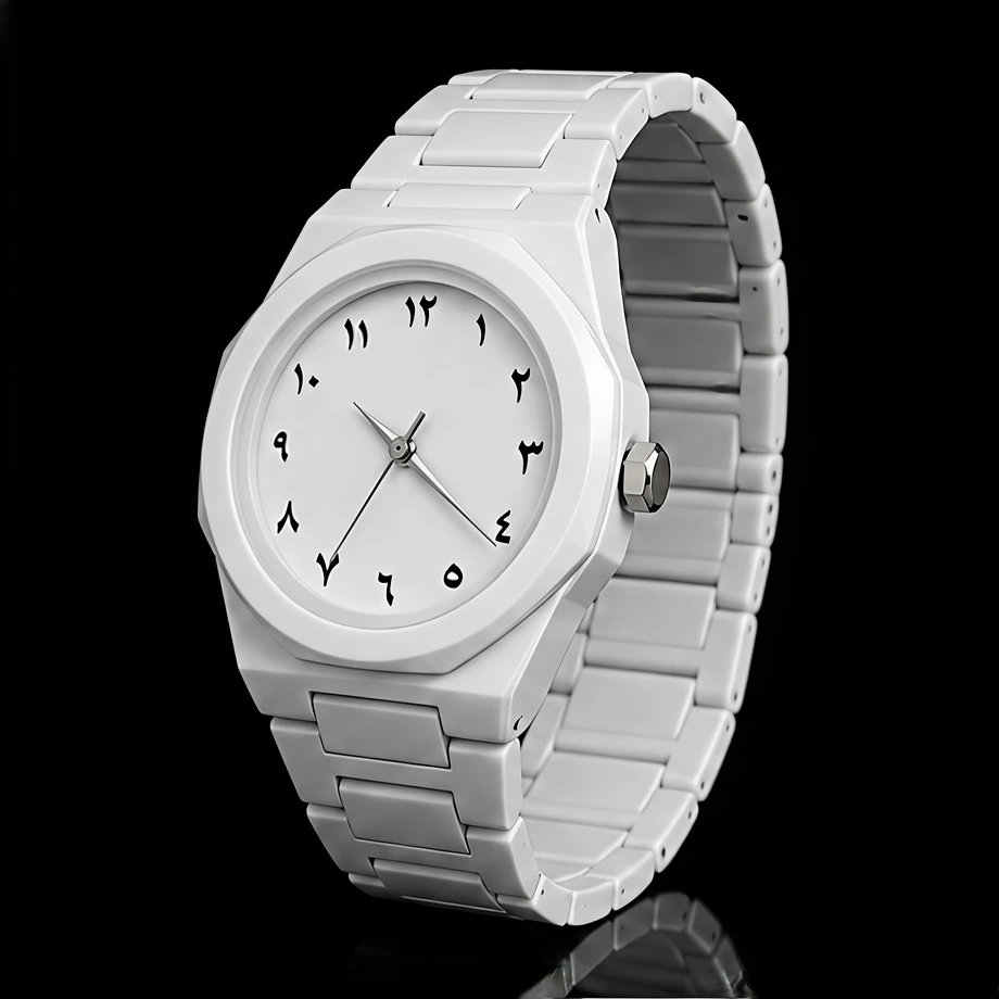 White Aura Arabic Numerals Watch – All White Clean Design with Silicone Strap
