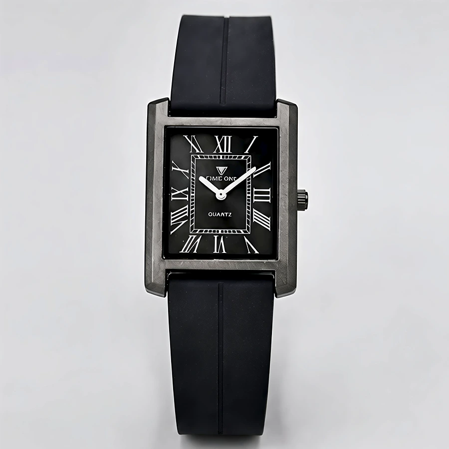 Old Money Tank Watch – Premium Square Dial with Silicone Strap & Mineral Glass