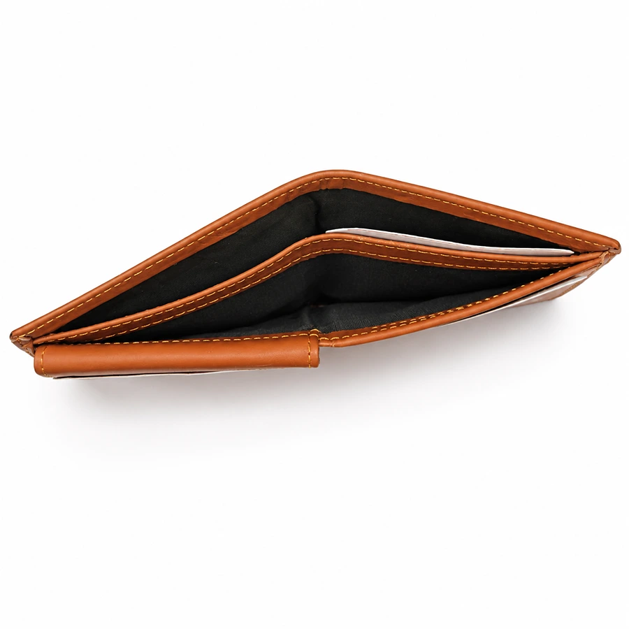 Premium Genuine Leather Bifold Wallet with ID Window, Card Slots & Inner Pockets – Cognac Brown