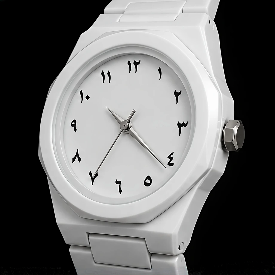 White Aura Arabic Numerals Watch – All White Clean Design with Silicone Strap