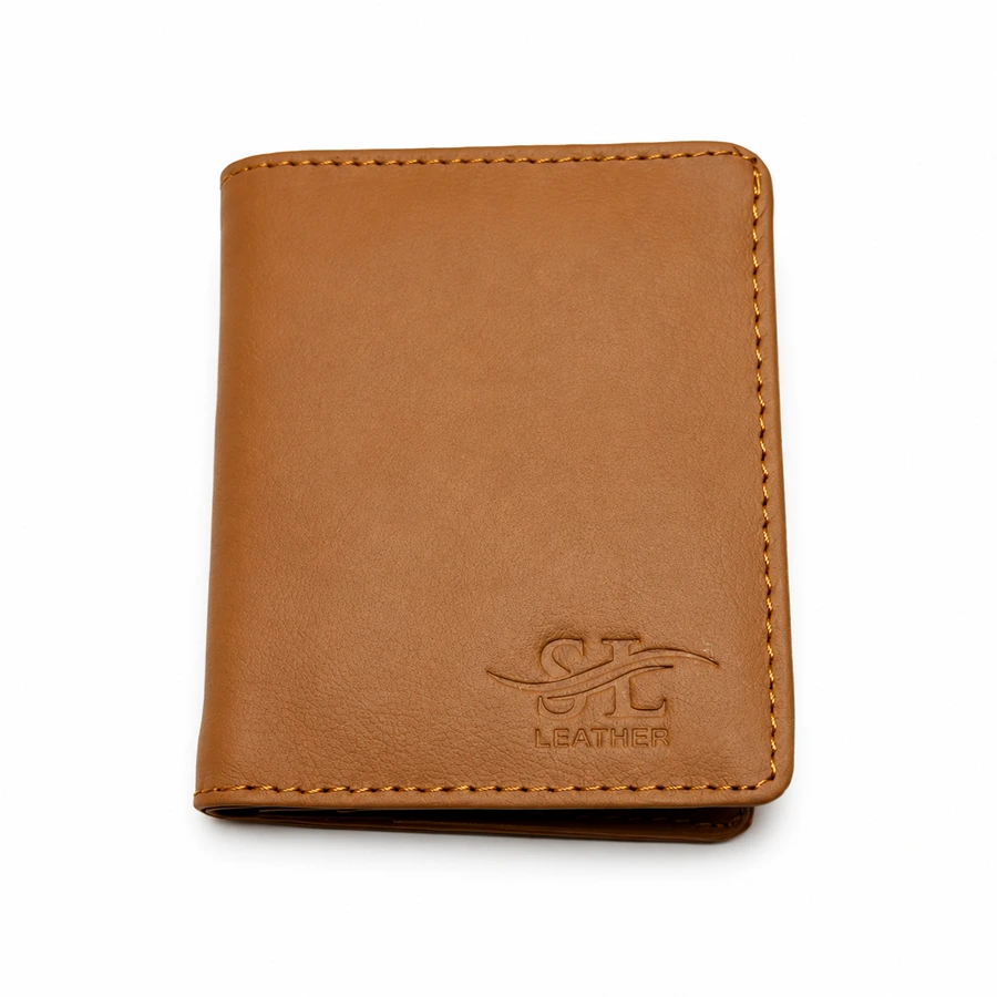 Premium Slim Genuine Leather Wallet with ID Window & Card Slots – Tan Brown