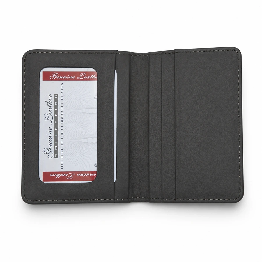 Premium Slim Genuine Leather Wallet with ID Window & Card Slots – Black